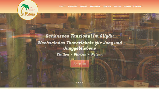 Referenzprojekt: Tanzcafé Palma — Website von Konrad Griesser